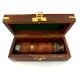 Handcrafted Brass Telescope Wooden Box Leather Grip